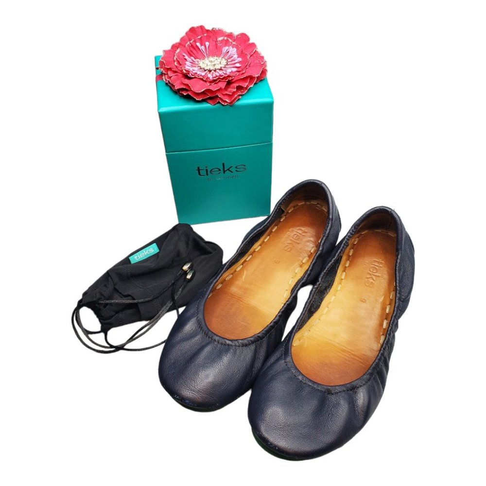 Tieks California Navy sz 9 Leather Ballet Flats